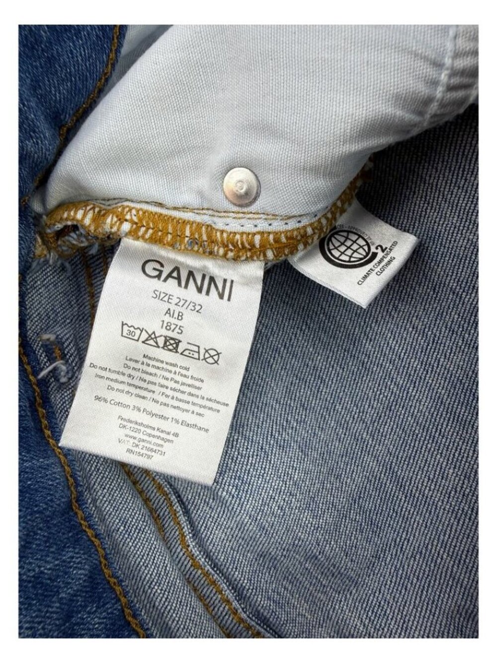 Ganni Mid Rise Side Split Hem Slim Jean - Picture 4 of 8
